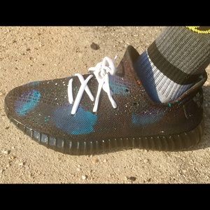 Cream colored Yeezy hand painted now galaxy Yeezy